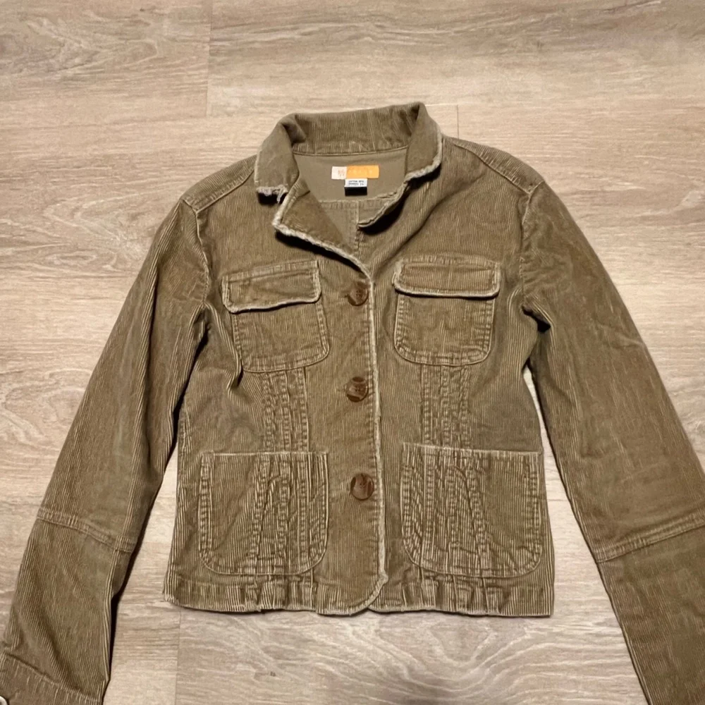 Tulle‎ Anthropologie Vintage Y2K Tan Corduroy Cropped Fitted Jacket Women Sz M